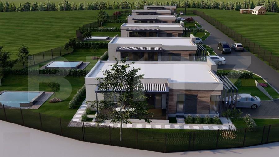 Casă nouă mediteraneană, 3 camere, 105 mp utili, teren 630 mp, drum privat