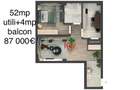 Apartament 2 camere – 52 mp utili + balcon 4 mp | 87.000 € - 6