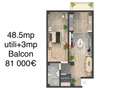 Apartament 2 camere – 48,5 mp utili + balcon 3 mp | 81.000 € - 5