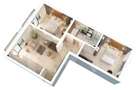 Apartament 3 camere - 77,8 mp utili - 2 balcoane 14,85 mp si 2 bai - 5