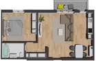 Apartament de 2 camere 57,54 mp, balcon 5,25 mp, zona VIVO cu CF  - 10