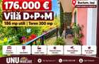 Vilă D+P+M de vânzare Bucium Iași – 186 mp utili, garaj, 2 bucătării, teren 300 mp – 176.000 €