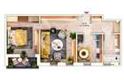 Apartament 2 camere semidecomandate, 52 mp, 9.30mp balcon, parcare subterana