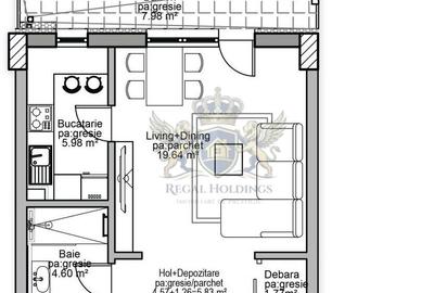 Garsoniera Moderna,  46 Mp, Finalizat, Tractorul-Mall-Coresi - 4