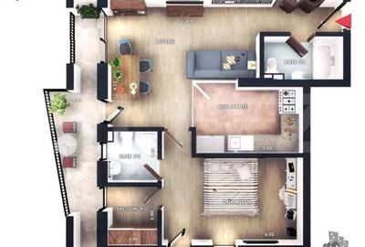 Apartament cu 2 camere semidecomandat în Florești