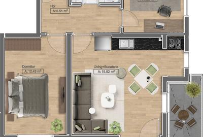 Apartament cu 3 camere decomandat în Central