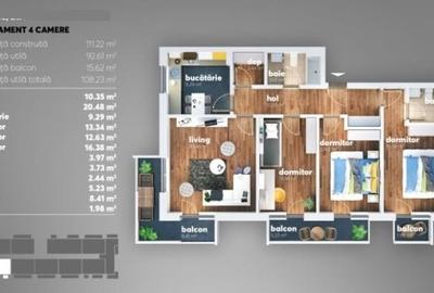 Berceni- Grand Kristal - Apartament 4 camere decomandat, parcare - 9