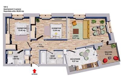 Apartament cu 3 camere 2 bai 2 locuri de parcare zona Semaforului - 11