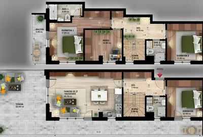 Duplex tip Penthouse cu 4 Camere si Birou | 172 mp - 3