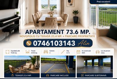 Apartament 73.6 mp. Novopolis cu terasă 23.4 mp. + parcare proprietate - 22
