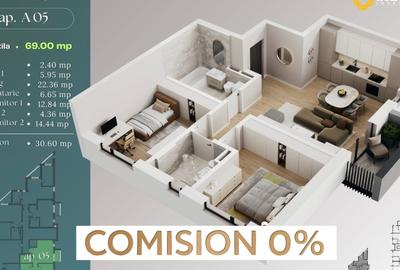 Apartament cu 3 camere decomandat în Dumbrăvița