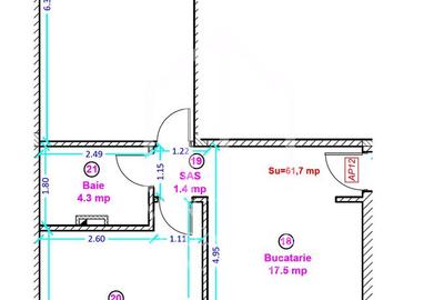 Apartament 2 camere - 61.7  mp, etaj intermediar - Shopping City Sibiu - 3