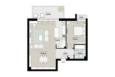 Apartament 2 camere 64mp util interior - Lebada Lake Residence - 2