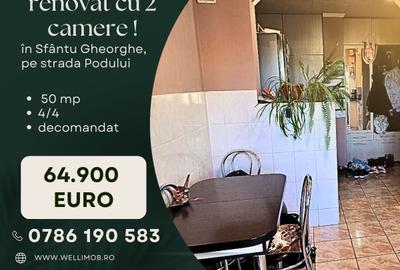 De vânzare apartament renovat cu 2 camere în Sfântu Gheorghe, pe strada Podului!