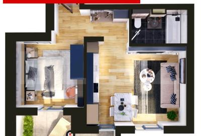 Apartament cu 2 camere semidecomandat în Torontalului