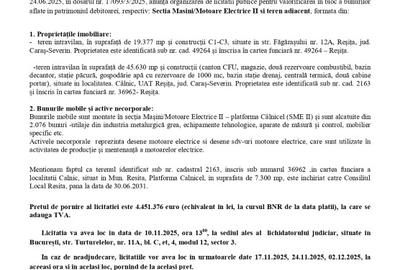 PUBLICATIE DE VANZARE LA LICITATIE - 1