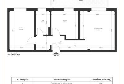 Apartament cu 2 camere SEPARATE  și 1  bucătărie de 10 mp* - 6
