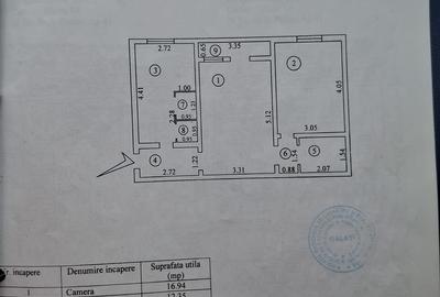 Apartament cu 2 camere semidecomandat în Dunărea
