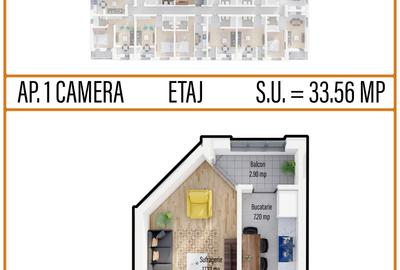 Garsoniera de 33 mp, Militari Residence,complex Eurocasa Residence, Comision 0% - 1