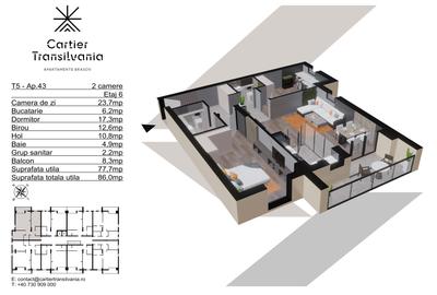 CARTIER TRANSILVANIA,APARTAMENT 2 CAMERE FATADA VENTILATA,INCALZIRE PARDOSEALA - 15