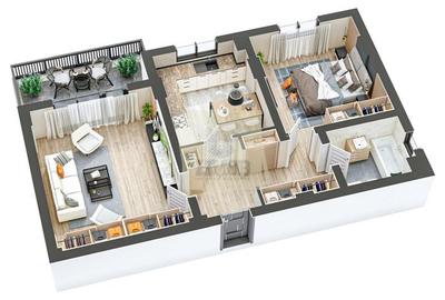 Apartament 62 mpu cu 3 camere balcon 9 mp zona Ciresica - 5