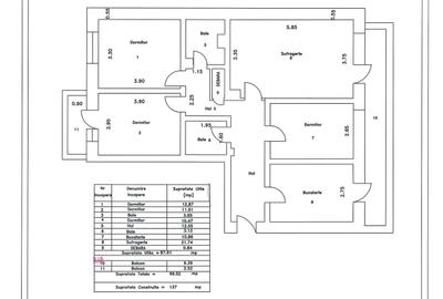 Apartament cu 4 camere, SC -133 mp, etaj 3, VASLUI - zona TRAIAN - ITM; - 15