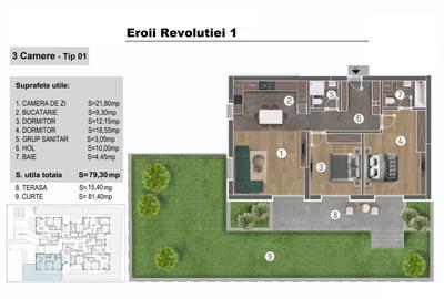 Apartament 3 camere-Curte privata 80mp-Imobil 3 etaje-Ansamblu Rezidential Nou - 2