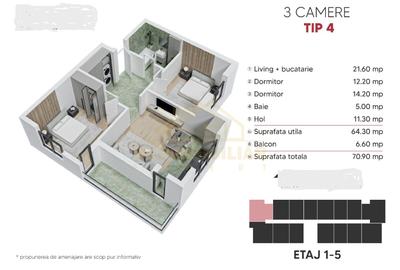 APARTAMENT 3 CAMERE-70.5 MP-BIRUINTEI - 8