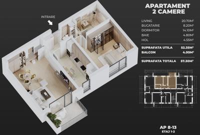 Apartament cu 2 camere decomandat în Central