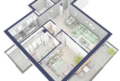 Apartament cu orientare SV 70 mpu 3 camere 2 bai bloc cu lift Turnisor - 8