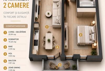 Apartament 2 camere OTOPENI.Mobilat+Utilat Complet! - 7