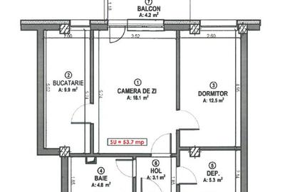Apartament 2 camere, 54mp, balcon, semifinisat, zona Terra, Floresti - 7