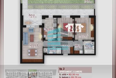 Apartament cu 3 camere în Titan