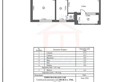 Apartament cu 2 camere decomandat în Micro 20