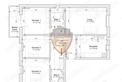 4 camere decomandate Faleza Nord Unirii et 3/4, 87mp, balcon, centrala gaz, A/C - 3