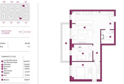 Apartament 3 camere, 72 mp, 124.876 euro, avans minim 15%, GALATA, tva 21 INCLUS - 4