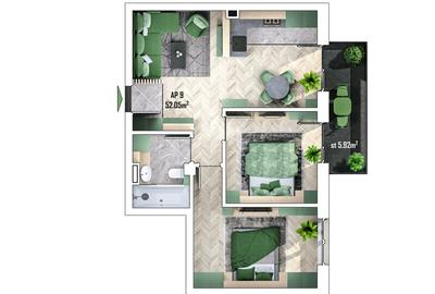 Apartament cu 3 camere semidecomandat în Apahida