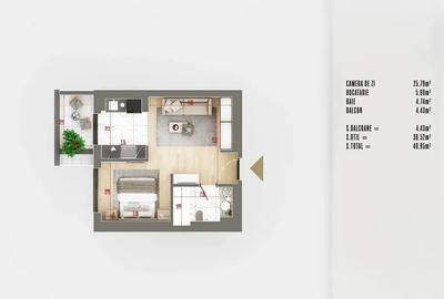 Garsoniera studio cu dormitor separat in ansamblu premium - 8