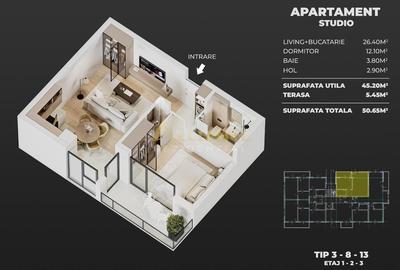 Apartament 2 camere etaj 1, incalzire in pardoseala, proiect nou - 6