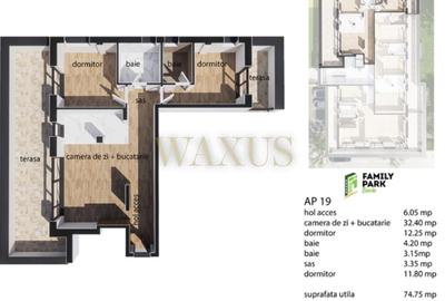 Apartament cu 3 camere semidecomandat în Baciu