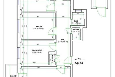 Apartament decomandat cu 3 camere, 66 mp., Calea București - 13