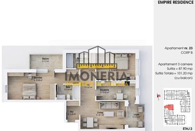 Empire Residence Tornadei 2 – Comision 0% – 3 camere premium, metrou 1 Decembrie - 8