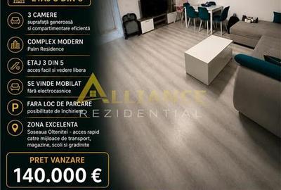 Palm Residence Soseaua Oltenitei Apartament 3 camere 2 bai mobilat - 1