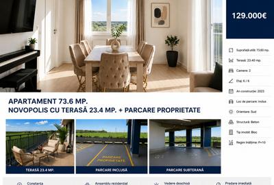 Apartament 73.6 mp. Novopolis cu terasă 23.4 mp. + parcare proprietate - 19