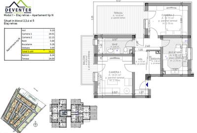 Penthouse 2 camere, terasa 14 mp, lift, dressing, incalz pardos, baie cu geam - 8