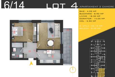 Apartament cu 2 camere, decomandat, 61.55 mp, cu centrala termica, si aproape de metrou.