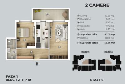 Apartament 2 camere decomandat,finisat,bloc nou, metrou Berceni-5 min. - 14
