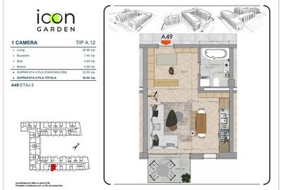 Garsonieră de vânzare - ICON Garden - zona Ștefan cel Mare - 6