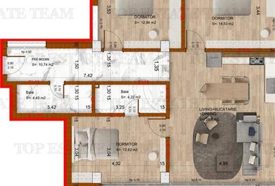Penthouse 4 camere si terasa, bloc boutique, finisaje premium, incalzire in pard - 7