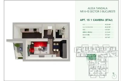 Garsoniera Spatioasa 46 mp | 500 m Metrou Mihai Bravu | Comision 0 - 20